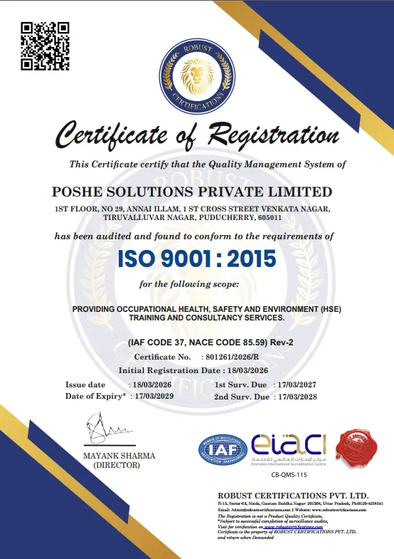 ISO 9001 Certified HSE Training Institute- POSHE