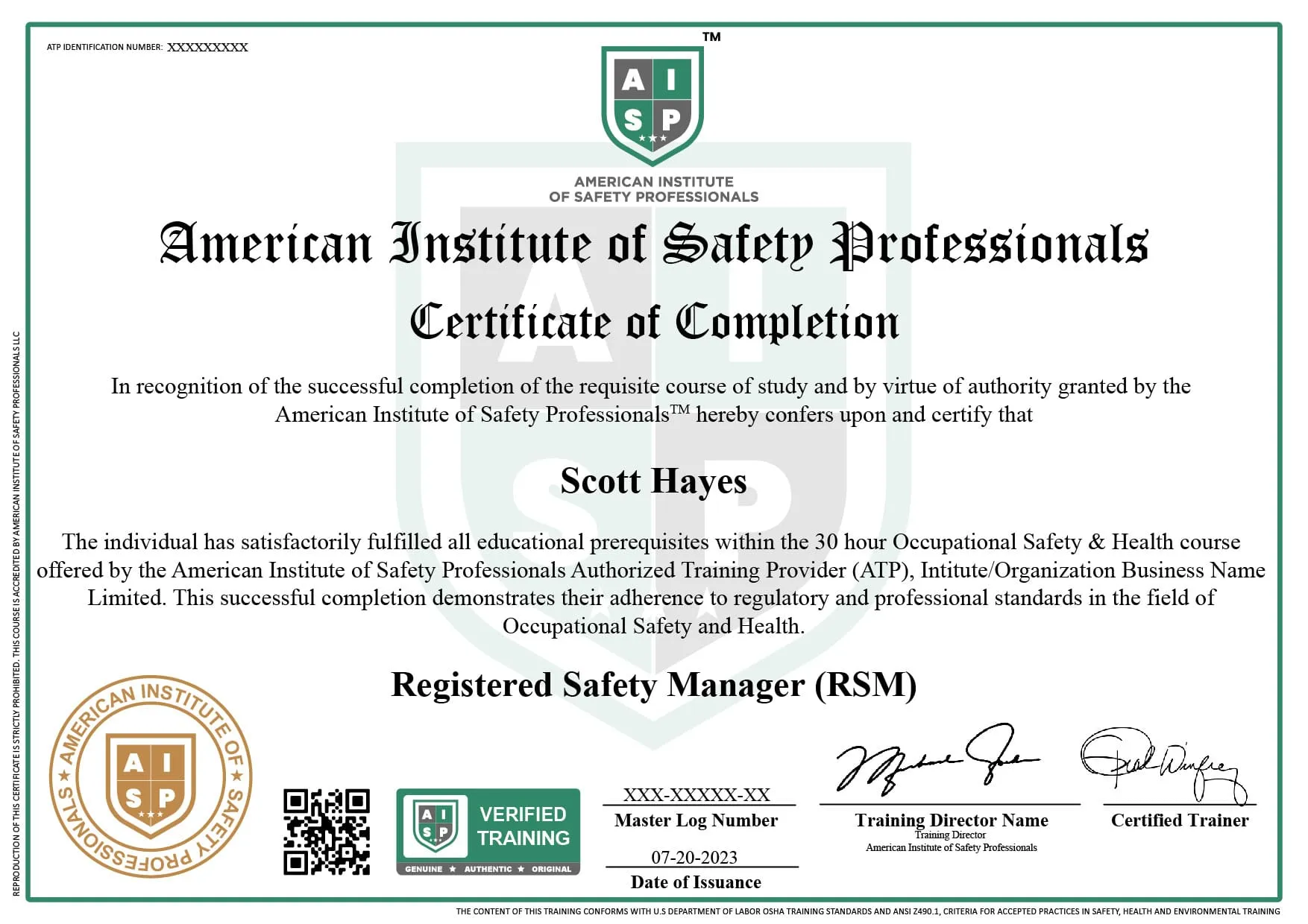Certified Safety Specialist